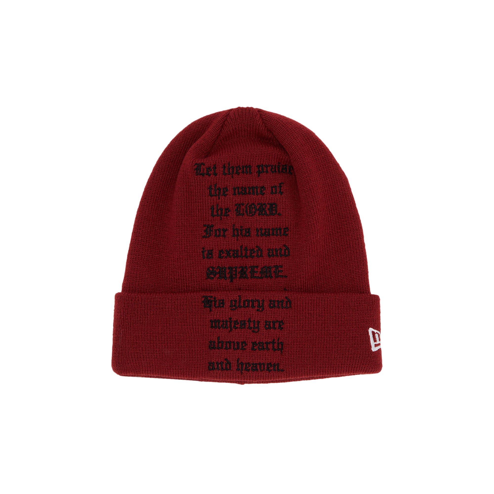 Supreme x New Era Psalm Beanie 'Dark Red'