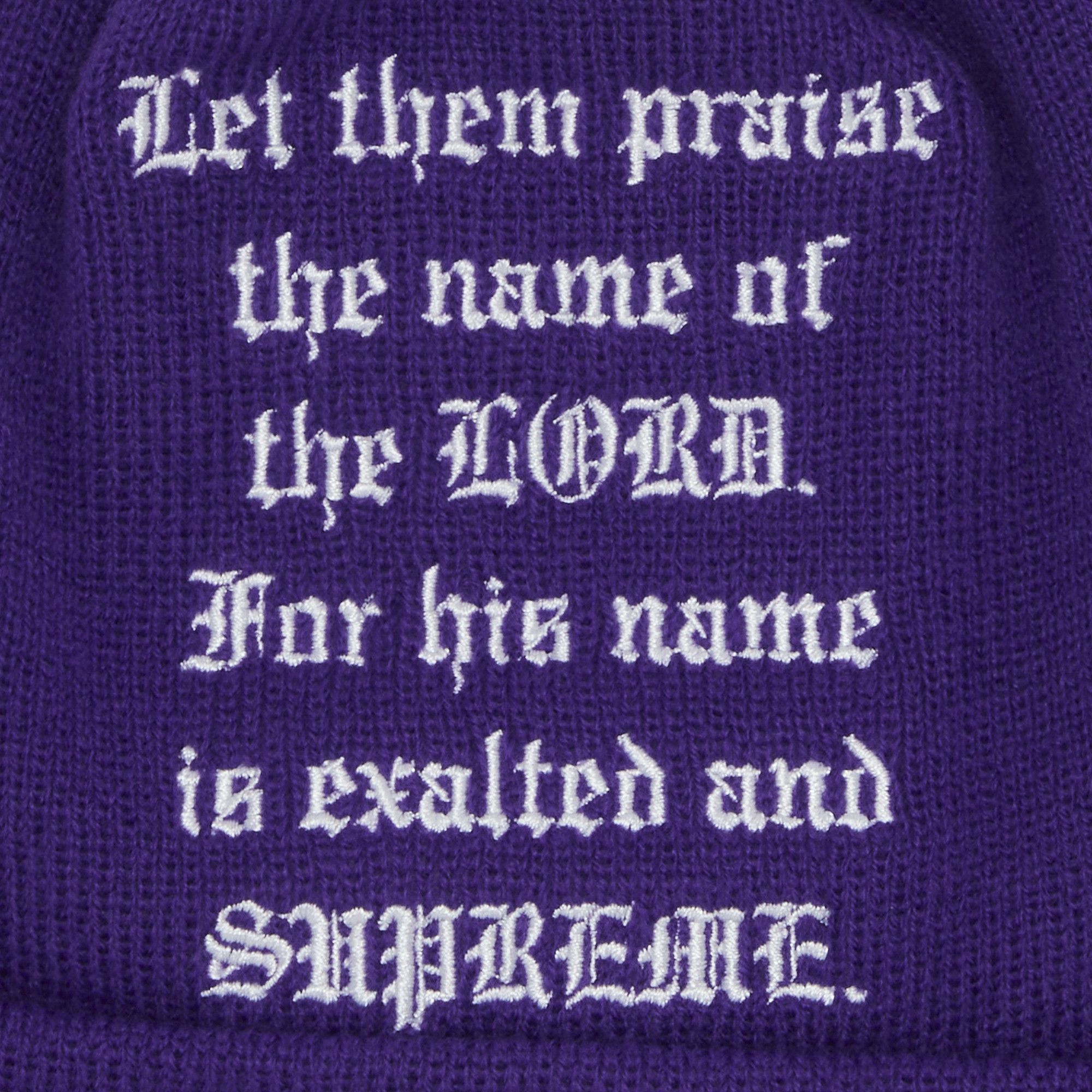 Buy Supreme x New Era Psalm Beanie 'Purple' - FW23BN41 PURPLE | GOAT SA