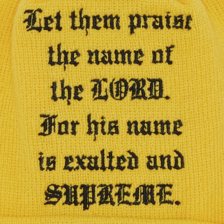 Supreme x New Era Psalm Beanie Yellow