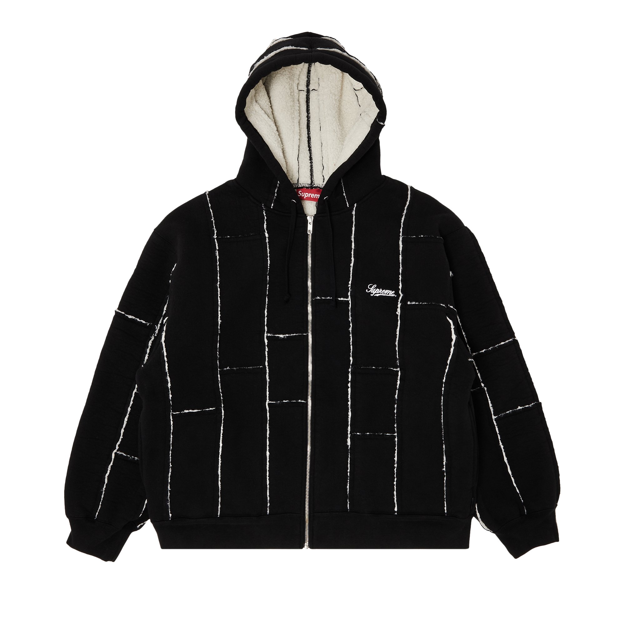 Buy Supreme Faux Shearling Zip Up Hooded Sweatshirt 'Black