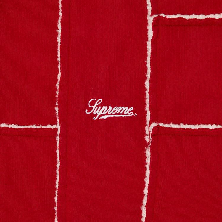 Supreme Faux Shearling Zip Up Hooded Sweatshirt Red