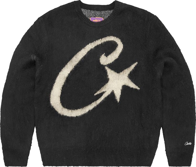 Corteiz C Star Mohair Knit Sweater 'Black'