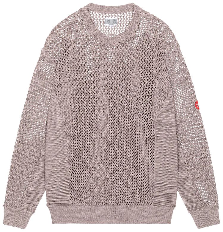 Cav Empt Side Rib Loose Net Knit Sweater Beige