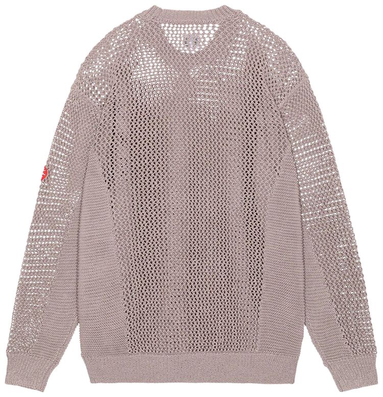 Cav Empt Side Rib Loose Net Knit Sweater Beige
