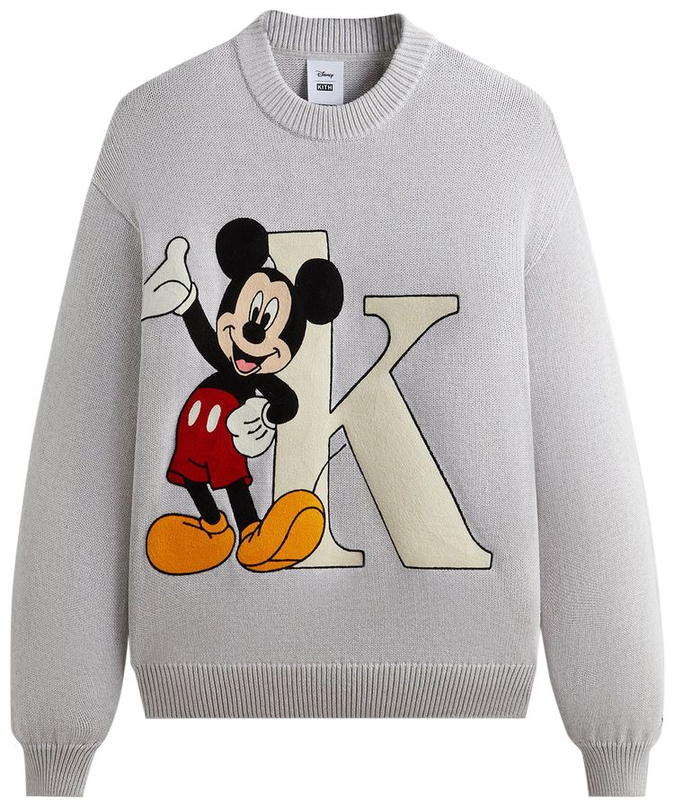 Kith For Mickey  Friends Mickey K Crewneck Sweater Light Heather Grey