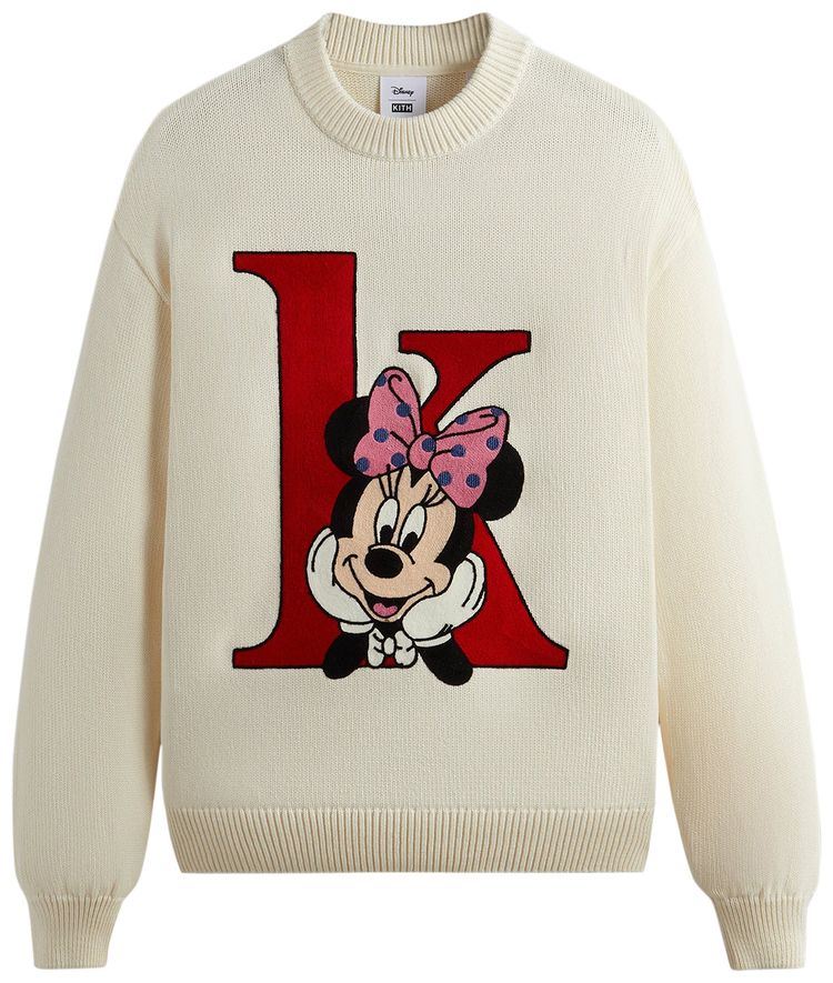 Kith For Mickey  Friends Minnie K Crewneck Sweater Sandrift