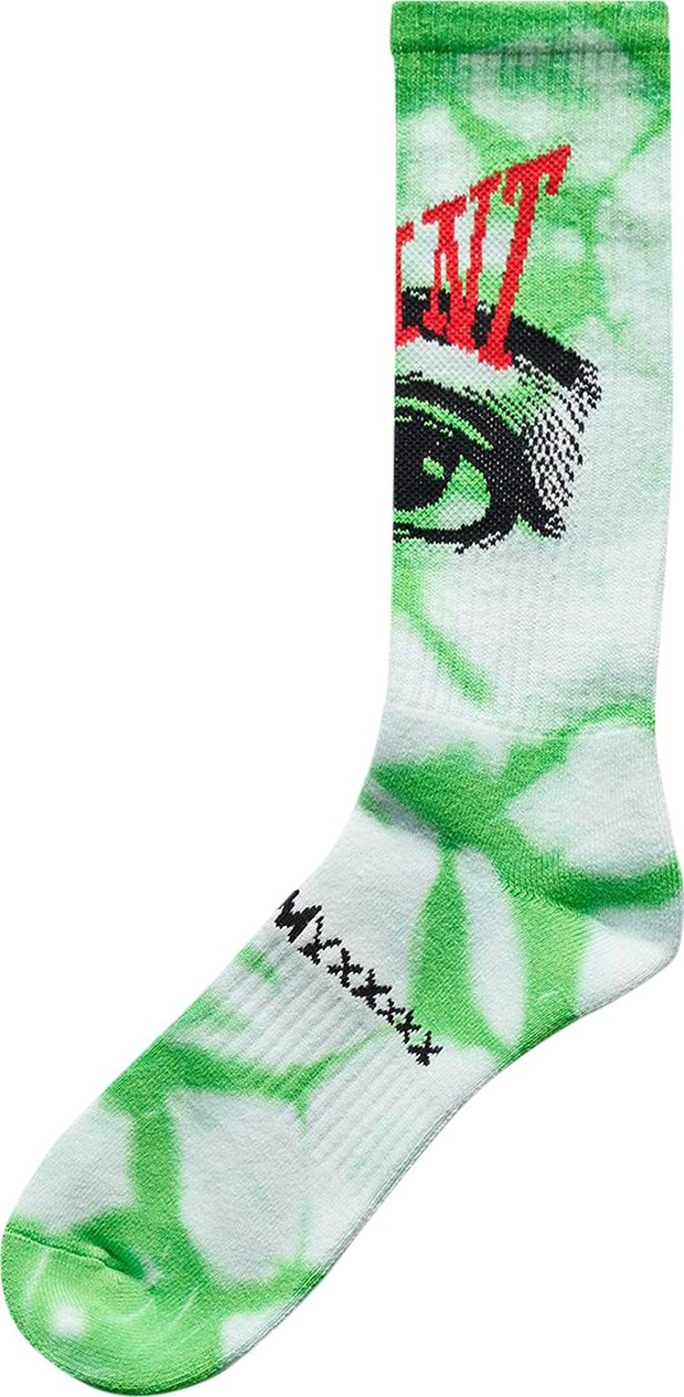 Saint Michael Eyes Socks 'Tie Dye Green'
