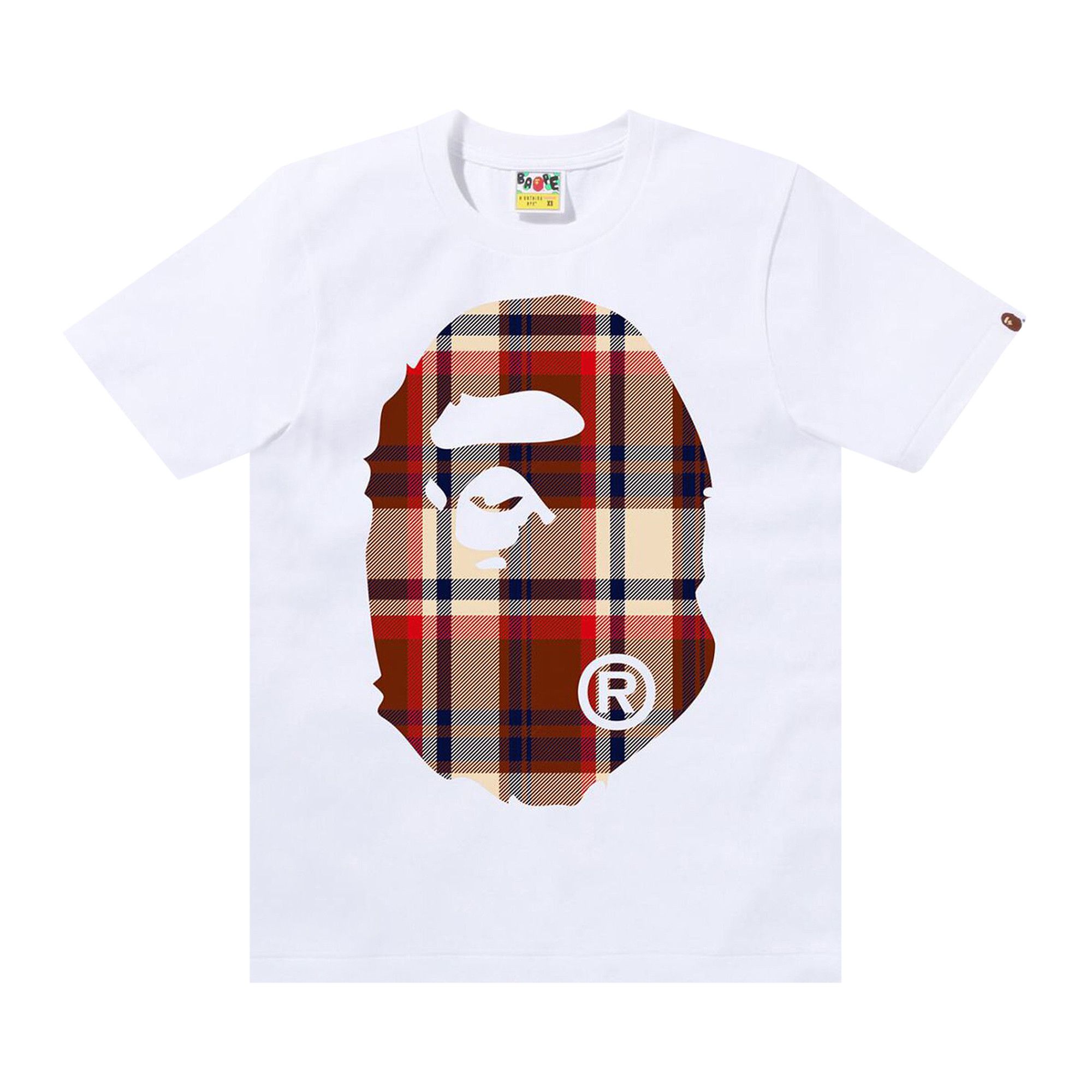 Buy BAPE Check Big Ape Head Tee 'White' - 1J80 210 076 WHITE