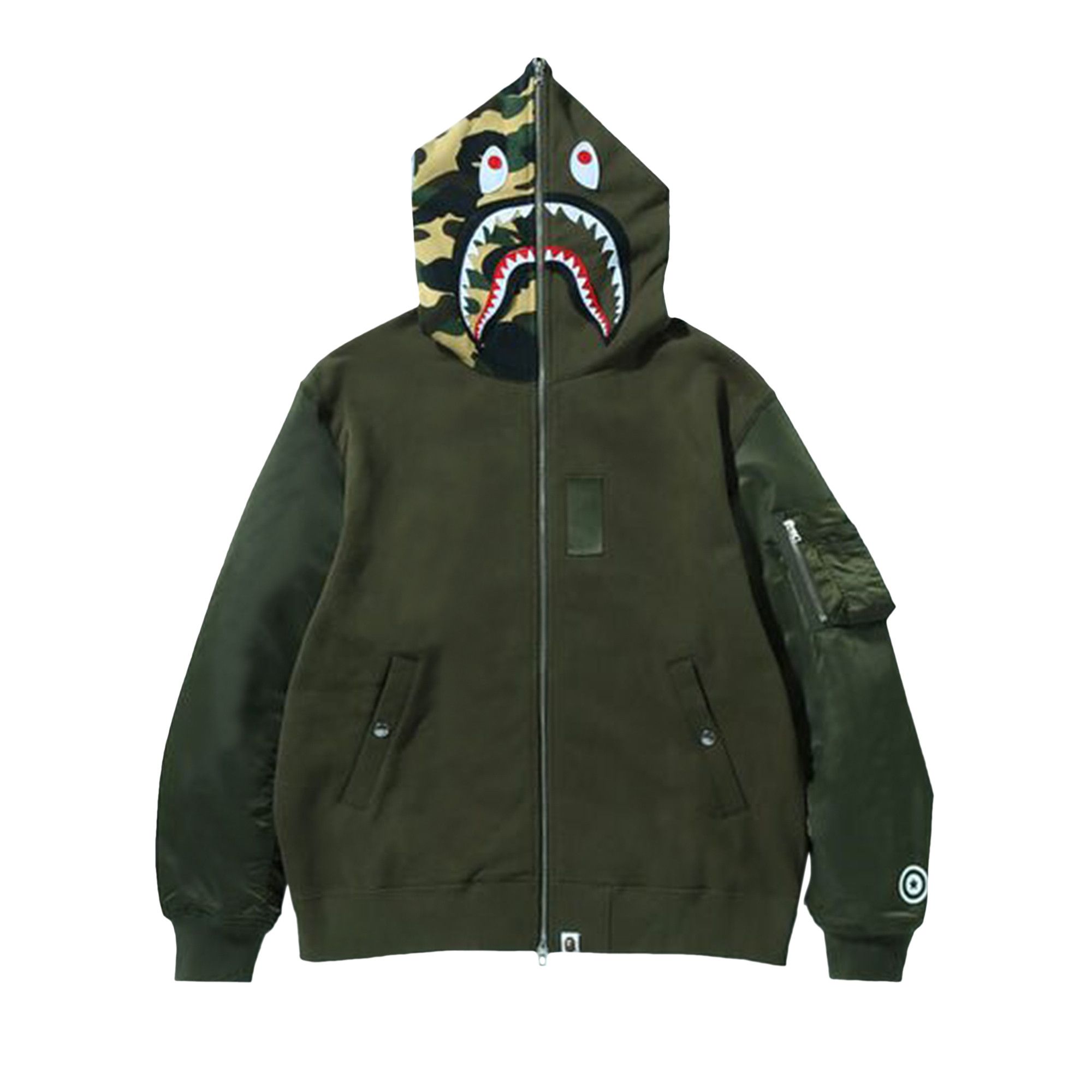 Buy BAPE Military Shark Relaxed Fit Full Zip Hoodie Olive Drab 1I30 115 019 OLIVE DRAB GOAT CA