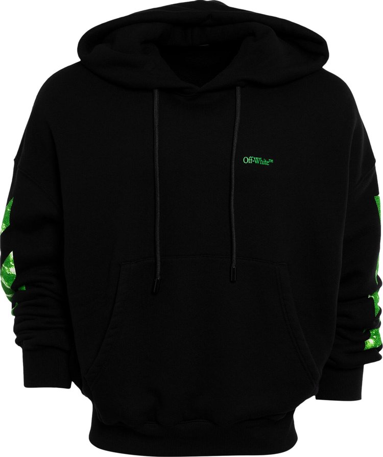 Off White Moon Tab Over Hoodie BlackGreen