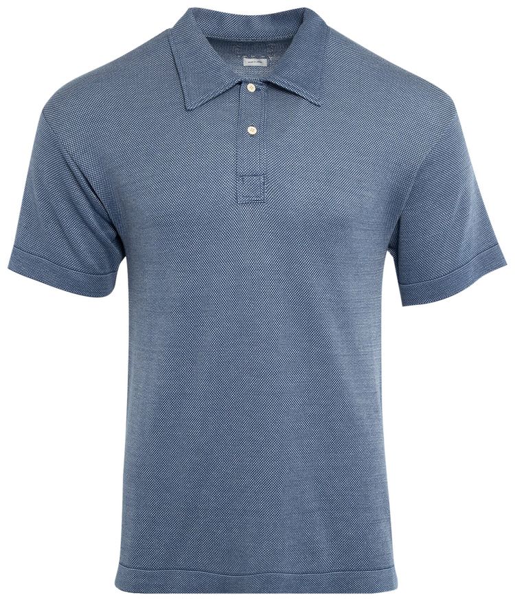 Visvim Short Sleeve Knit Polo Shirt Blue