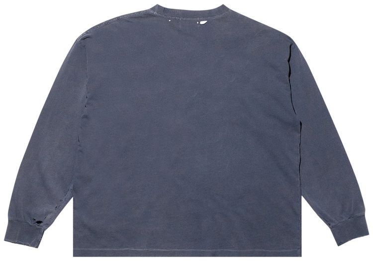 Enfants Riches Deprimes Thrashed Logo Long Sleeve Pocket T Shirt Faded BlackWhite