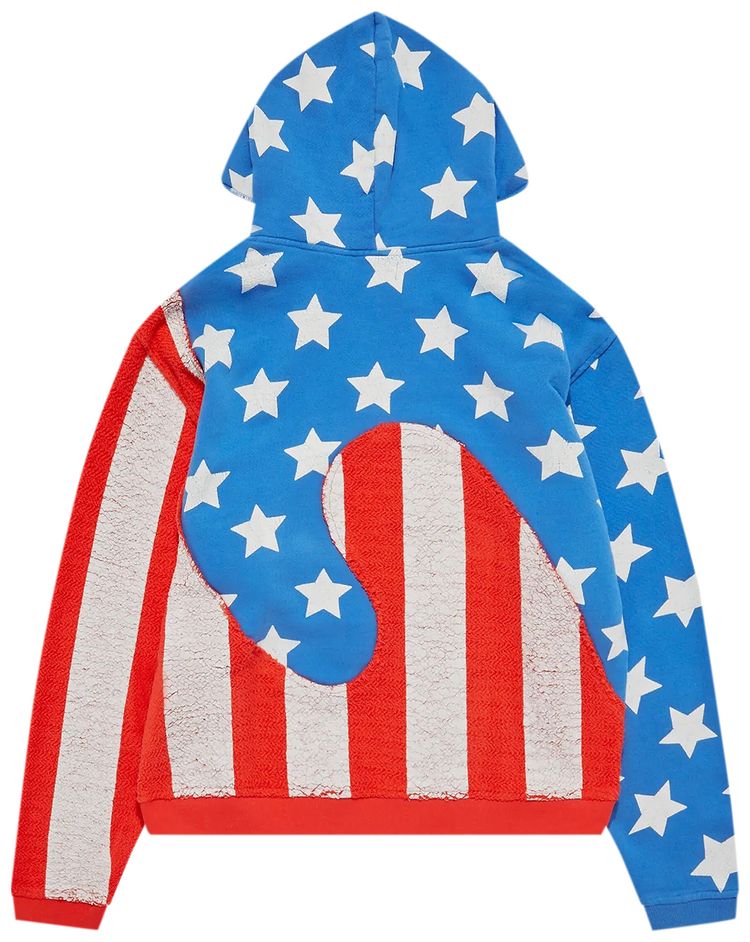 ERL Stars And Stripes Swirl Hoodie Blue