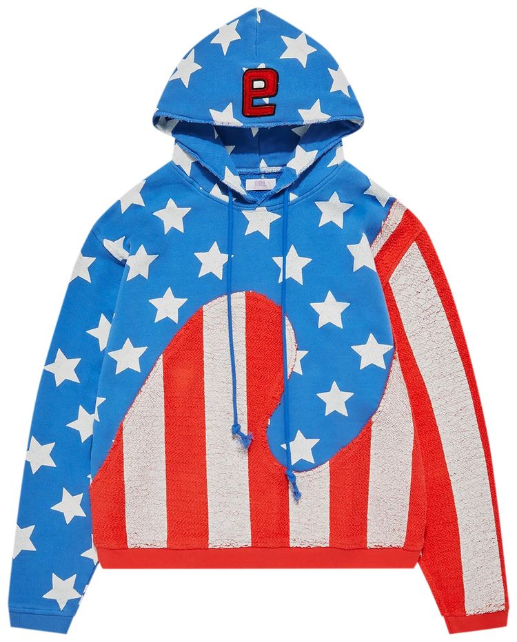 ERL Stars And Stripes Swirl Hoodie Blue