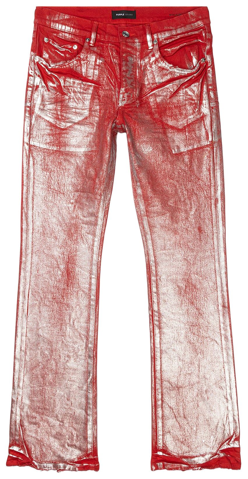 Metallic Foil Flare Jeans