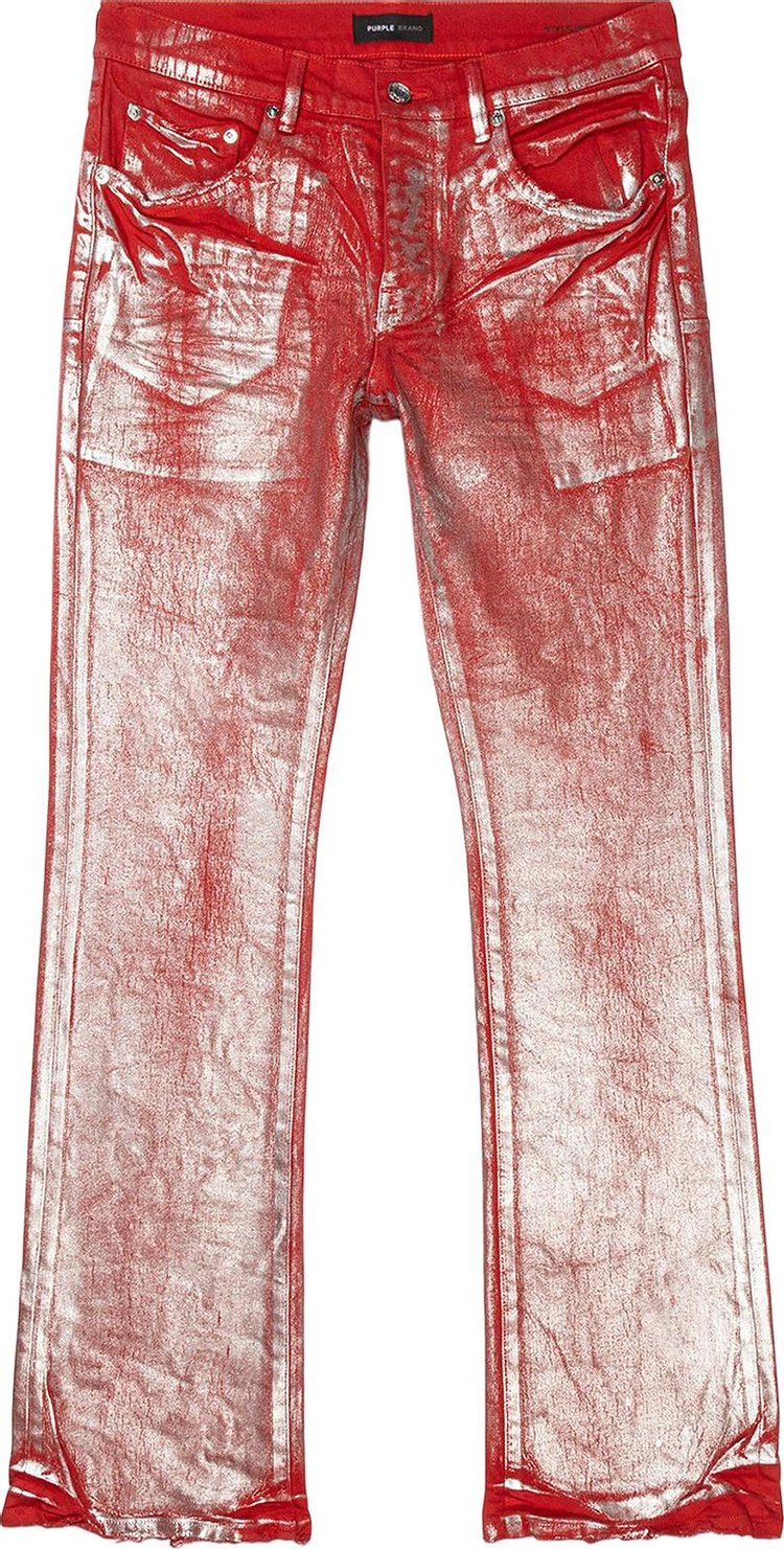 PURPLE BRAND Silver Foil Flare Jeans 'Red'