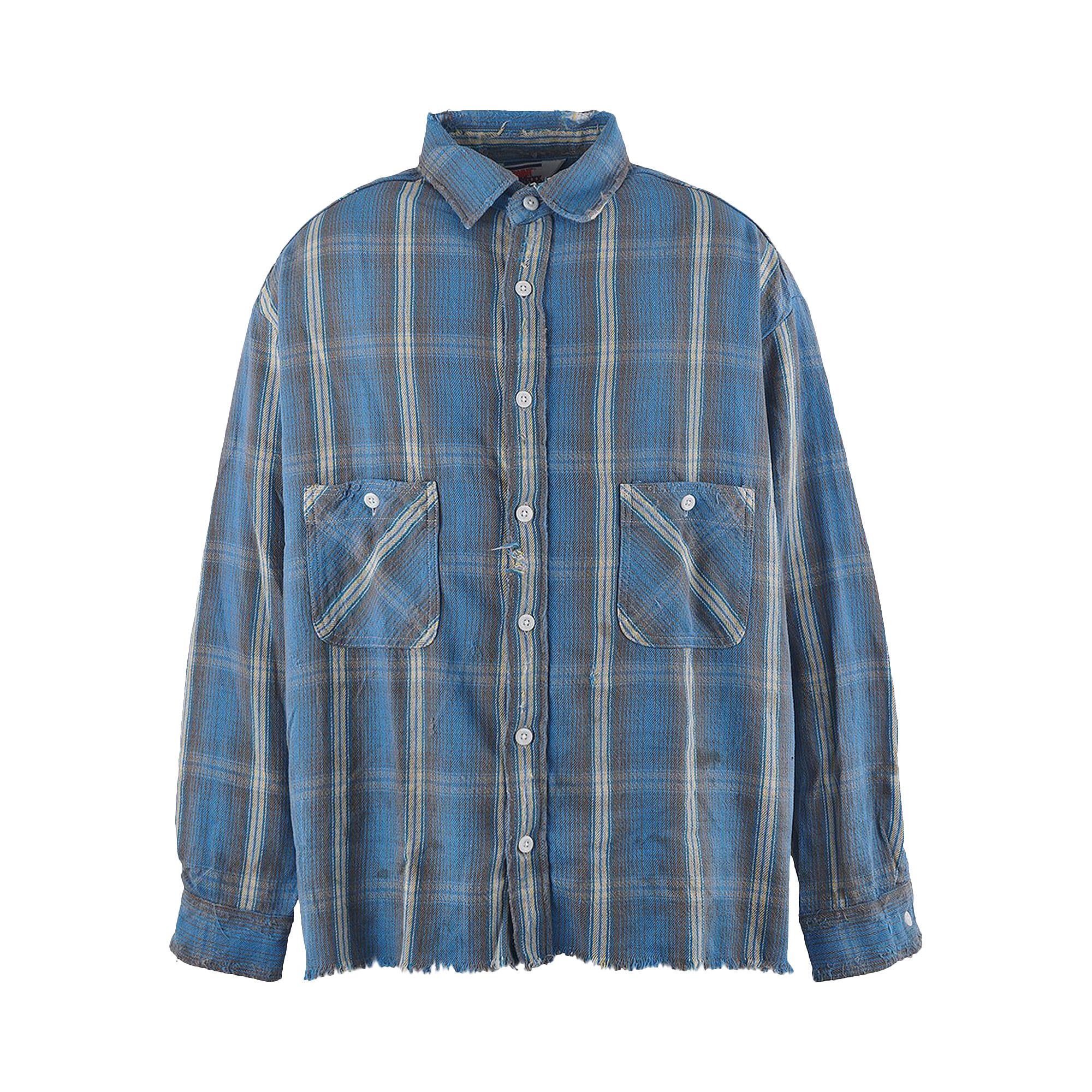 Buy SAINT Mxxxxxx Check Flannel Shirt 'Blue/Yellow' - SM A23 0000