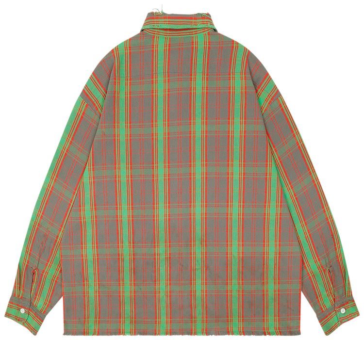 Saint Michael Denim Tears Flannel Shirt GreenRed