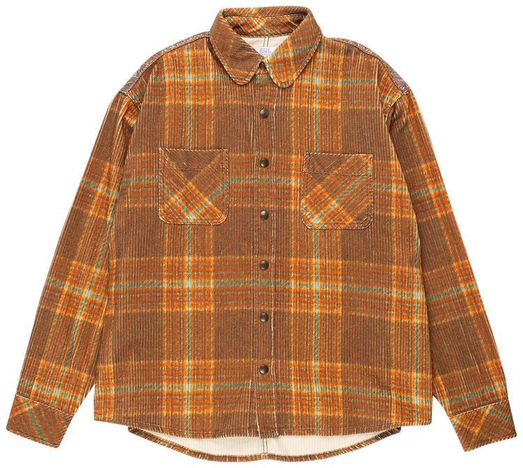 ERL Corduroy Printed Overshirt Grey Brown