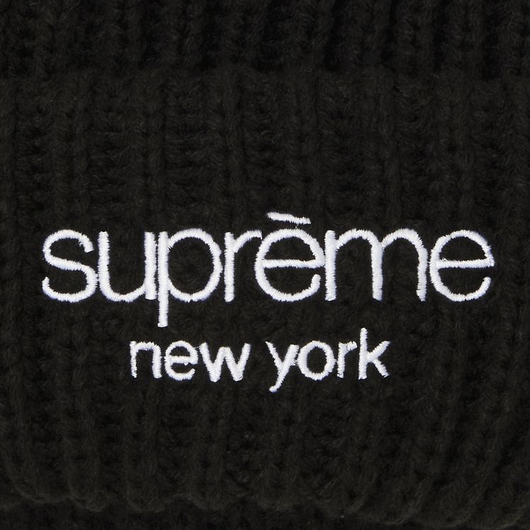 Supreme Classic Logo Chunky Ribbed Beanie Black