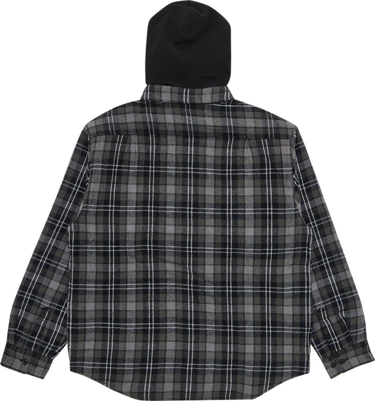 Supreme Tartan Flannel Hooded Shirt Black