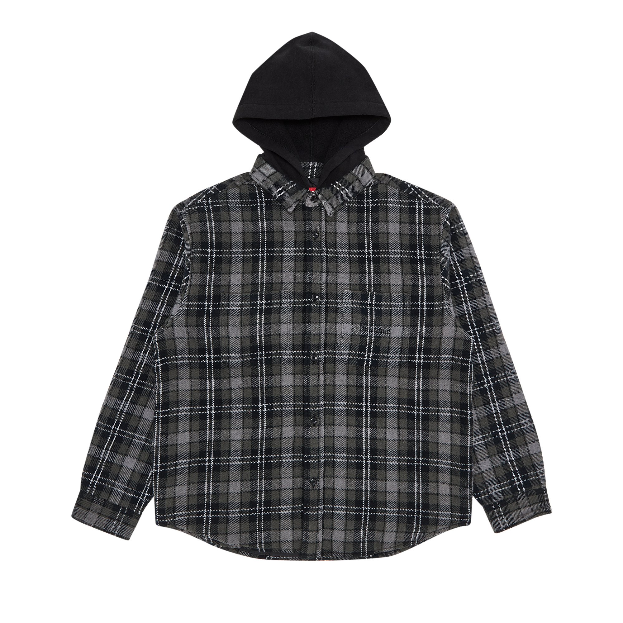 Supreme Tartan Flannel Hooded Shirt 'Black'