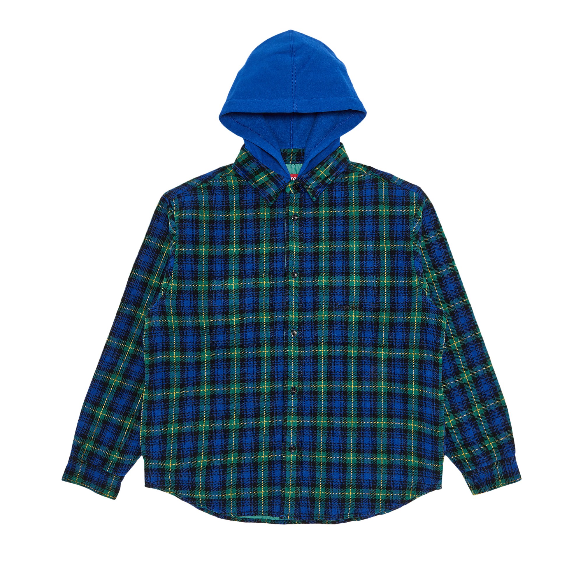 Supreme Tartan Flannel Hooded Shirt 'Blue'