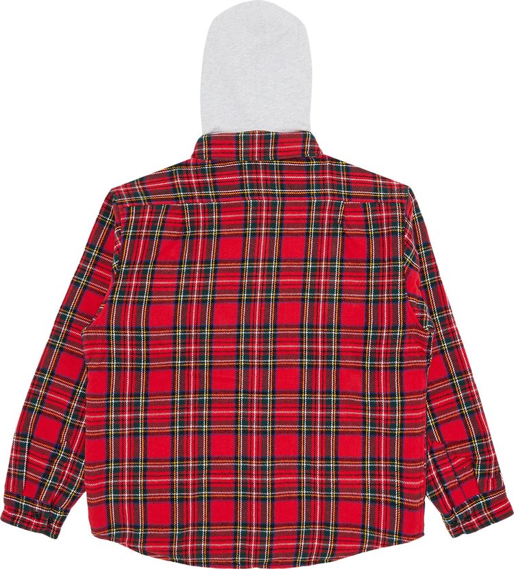 Supreme Tartan Flannel Hooded Shirt Red