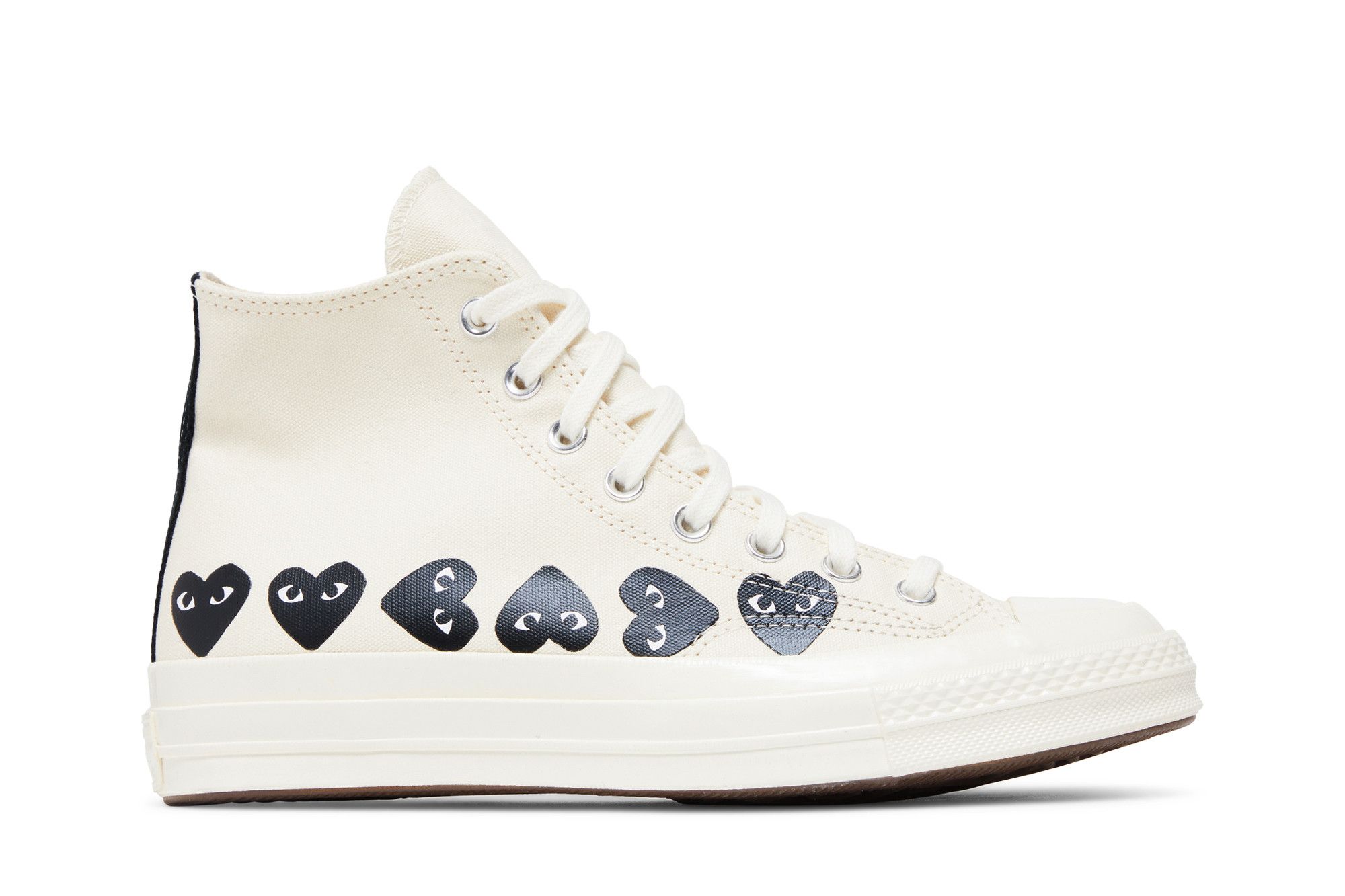 Size 10.5 Comme des Garcons PLAY x Chuck 70 High Multi Heart Milk Black