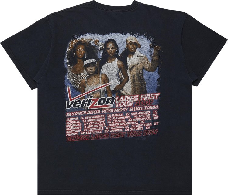 Vintage Ladies First Tour   Beyonce Alicia Keys  Missy Elliot T Shirt Faded Black