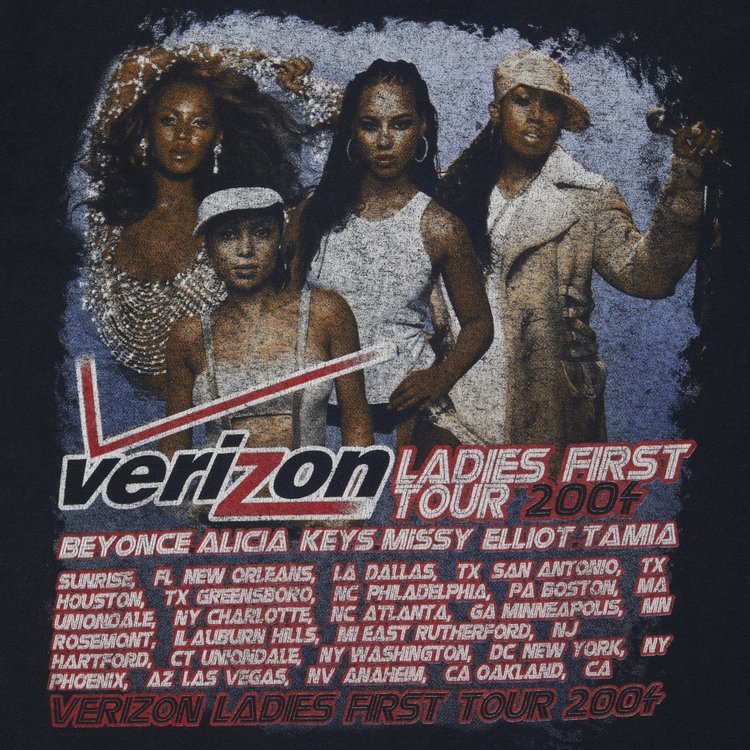 Vintage Ladies First Tour   Beyonce Alicia Keys  Missy Elliot T Shirt Faded Black