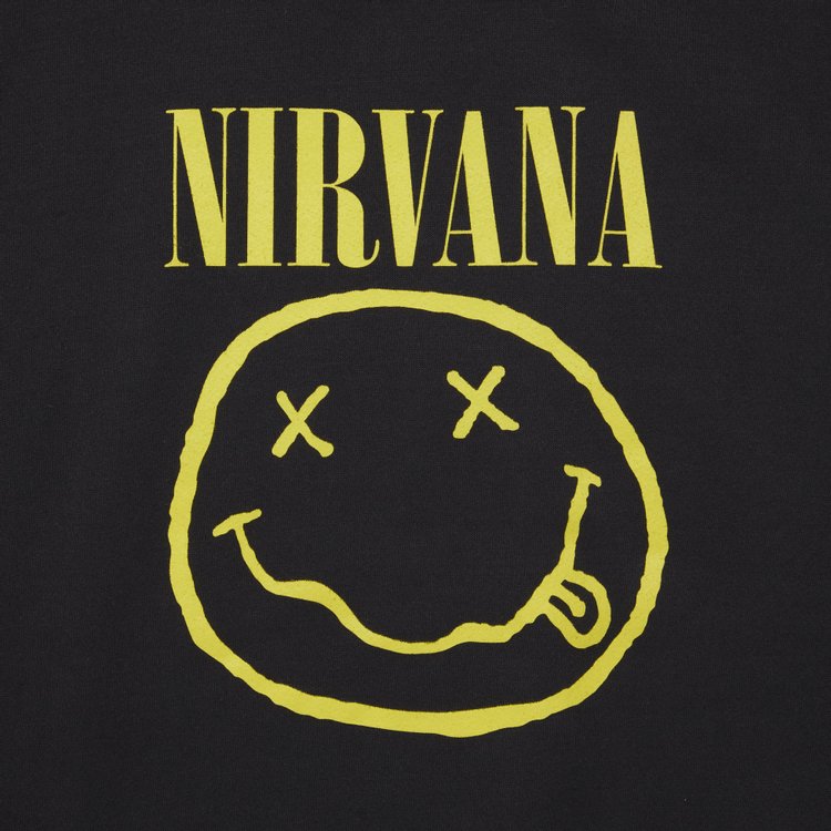 Vintage Nirvana Smiley Face Crewneck Sweatshirt Black