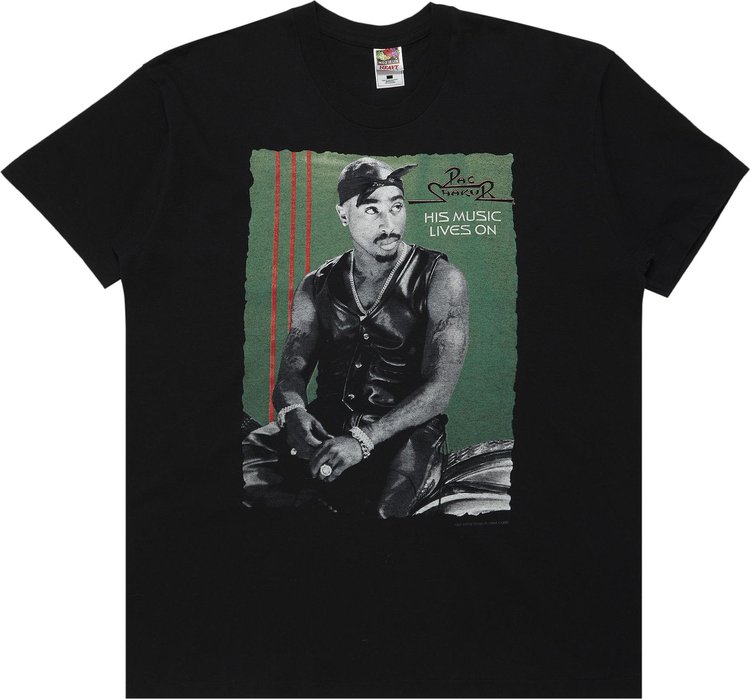 Vintage Tupac His Music Lives On T-Shirt 'Black'
