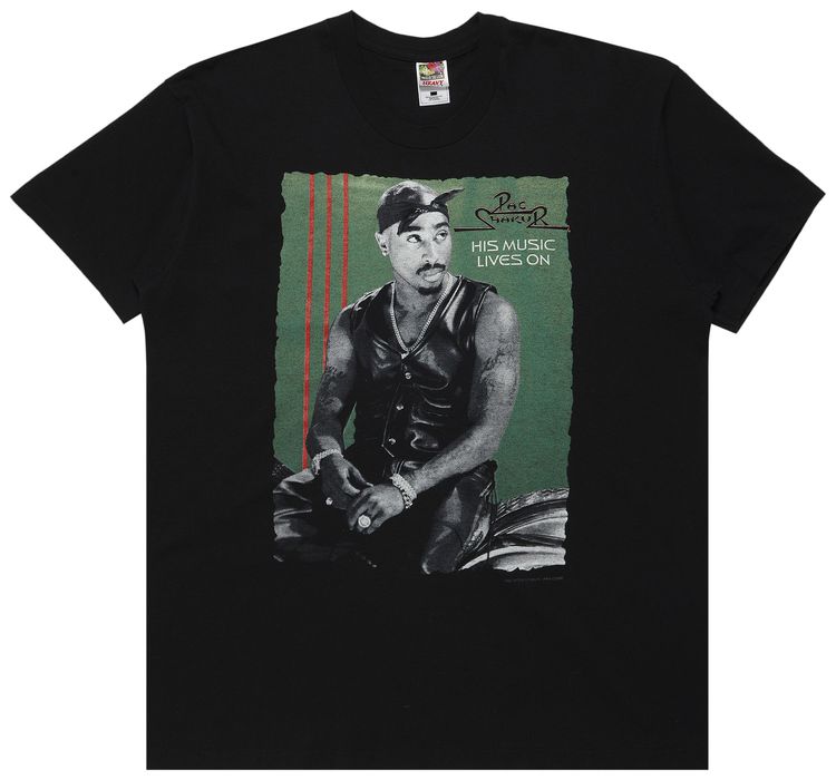 Vintage Tupac His Music Lives On T Shirt Black