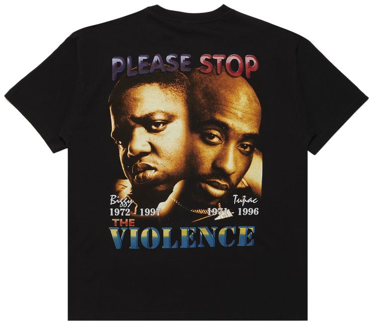 Vintage Biggie  Tupac Please Stop The Violence T Shirt Black