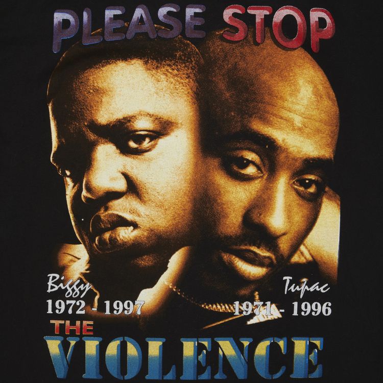 Vintage Biggie  Tupac Please Stop The Violence T Shirt Black