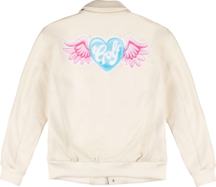 GOLF WANG Airbrush Heart Bomber Jacket Ivory