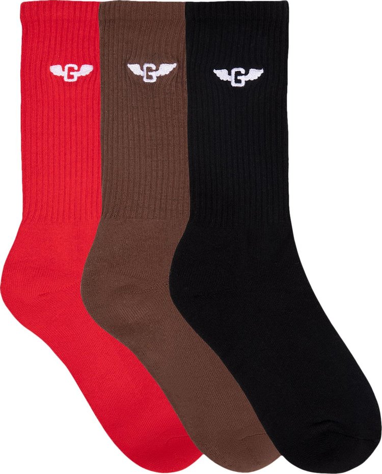 GOLF WANG G-Wing Sock (3 Pack) 'Red/Bison/Black'