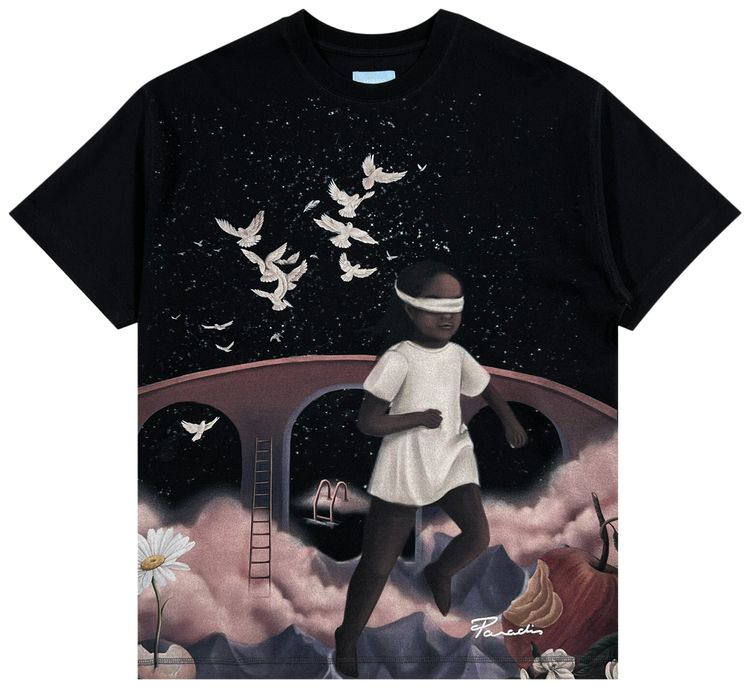 3PARADIS Running Girl Short Sleeve T Shirt Black