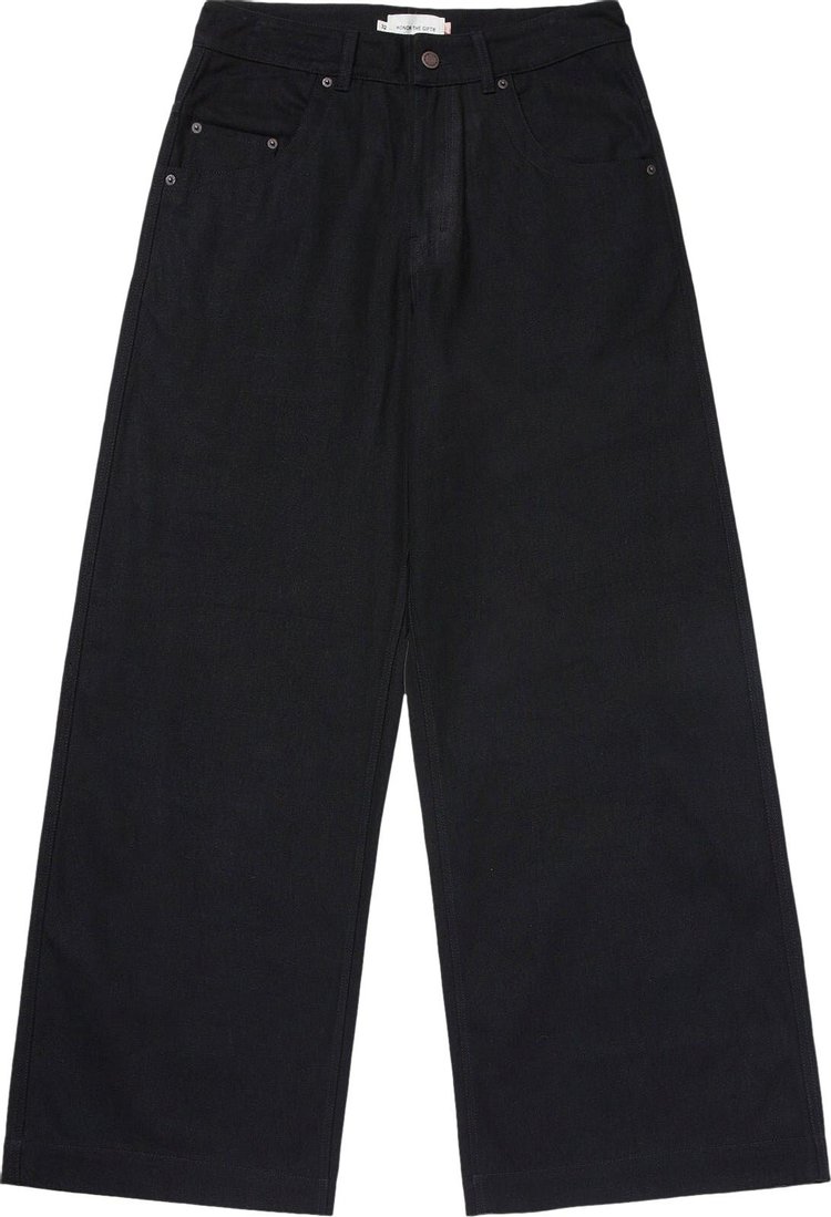 Honor The Gift Wide Leg Stamped Denim Pant 'Black'
