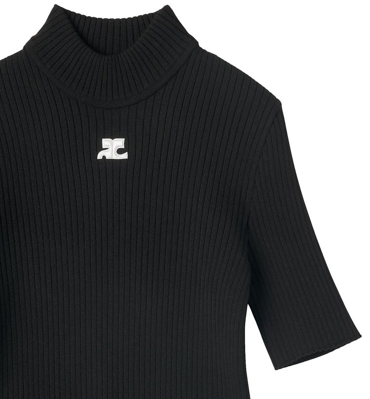Courreges Reedition Knit Short Sleeve Jumper Black