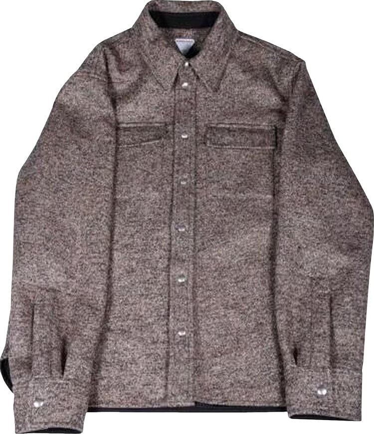 Bottega Veneta Felted Wool Twill Shirt Brown Melange