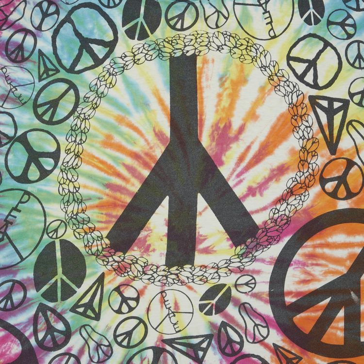 Vintage Peace Sign T Shirt MulticolorTie Dye
