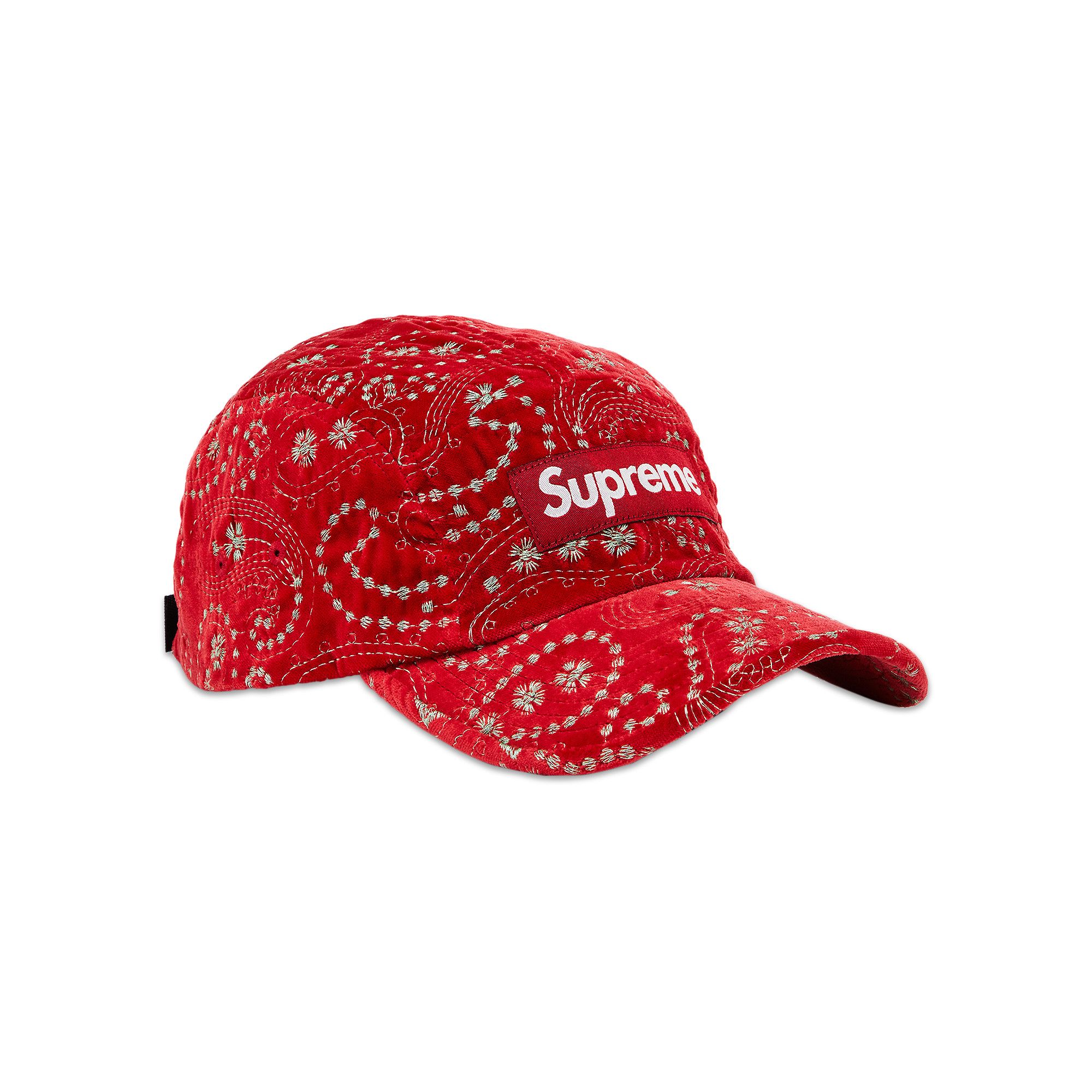 ほぼ未使用 Supreme Velvet Camp Cap レッド 18aw SUPREME Velvet Camp Cap RED Hat Adjustable Strapback NEW! F/W 2018