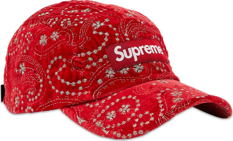 Supreme Velvet Paisley Camp Cap Red