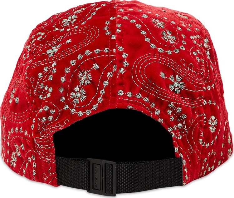 Supreme Velvet Paisley Camp Cap Red