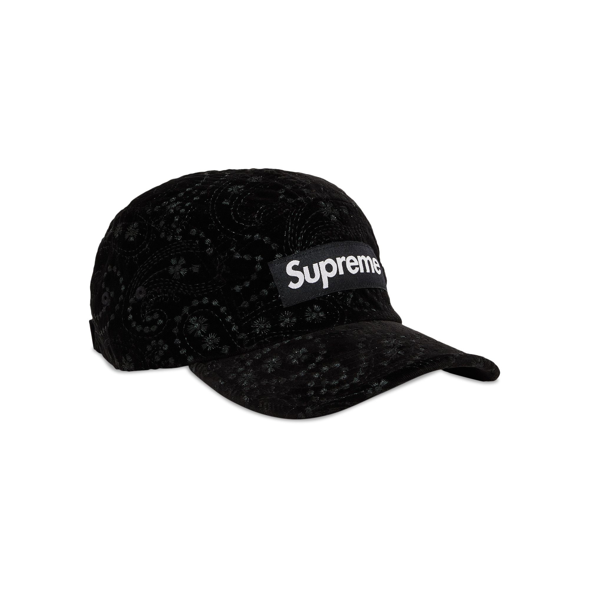 Supreme Velvet Paisley Camp Cap 'Black'