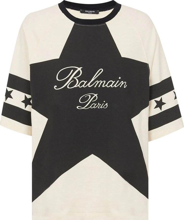 Balmain Signature Stars Bulky T-Shirt 'Cream/Black'