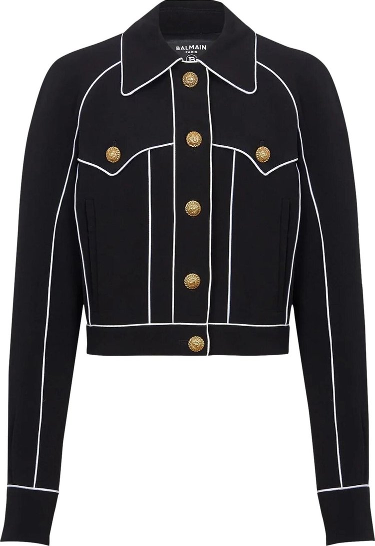 Balmain Buttoned Contrasted Western Crepe Jacket 'Black'