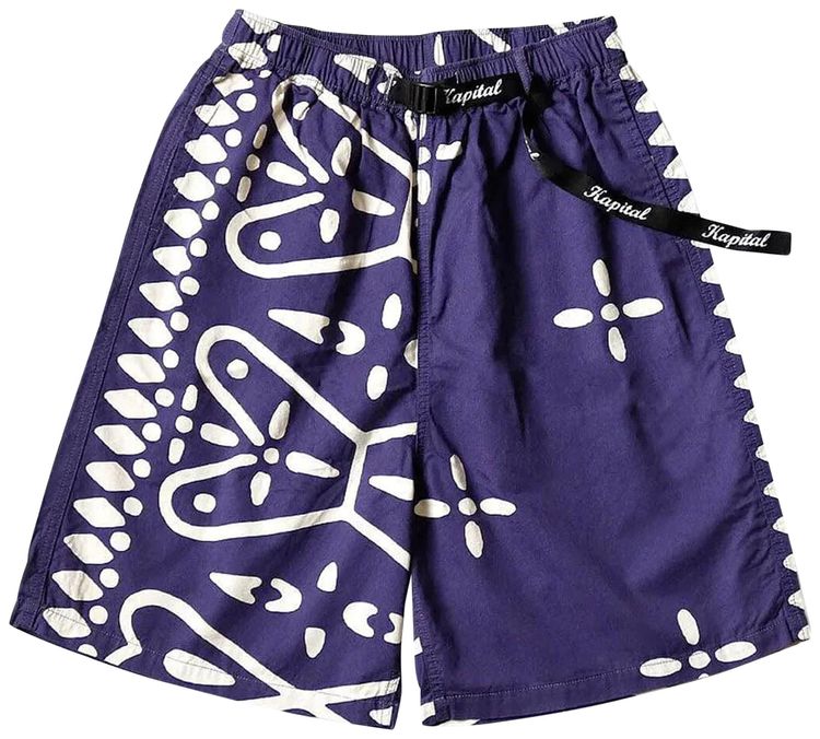 Kapital Combed Burberry Humongo Cross Easy Shorts Navy